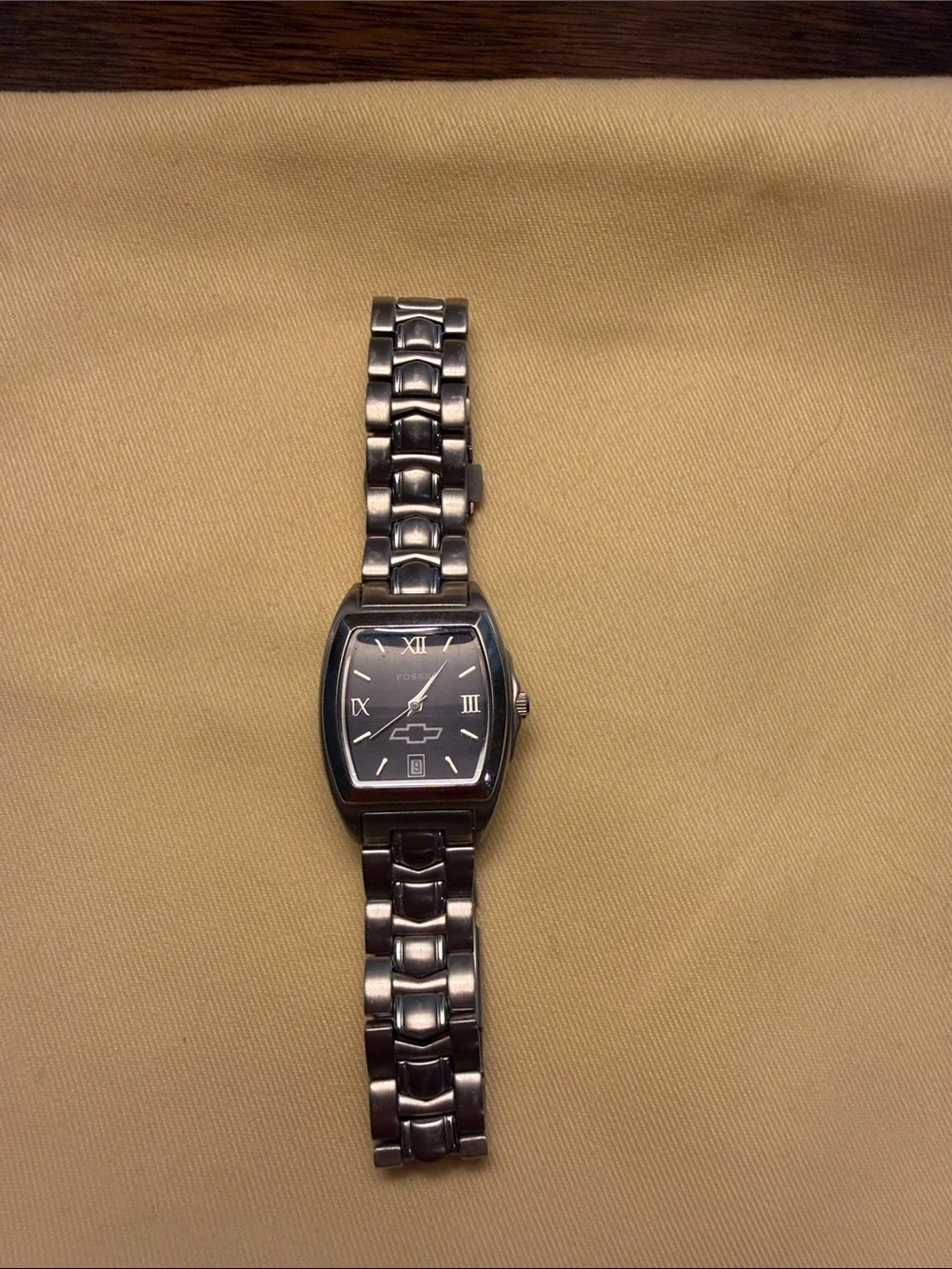 Fossil Men’s Silver-Tone Stainless Steel Watch with Black Dial